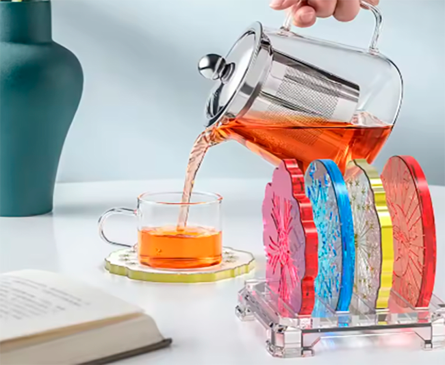 MOLDE DE SILICONA POSA VASO ó POCILLO, HOLOGRÁFICO.2