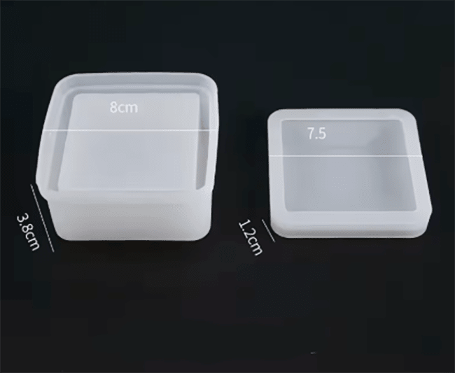 MOLDE DE SILICONA JOYERO PEQUEÑO 7CM x LADO y 3CM DE ALTO.1