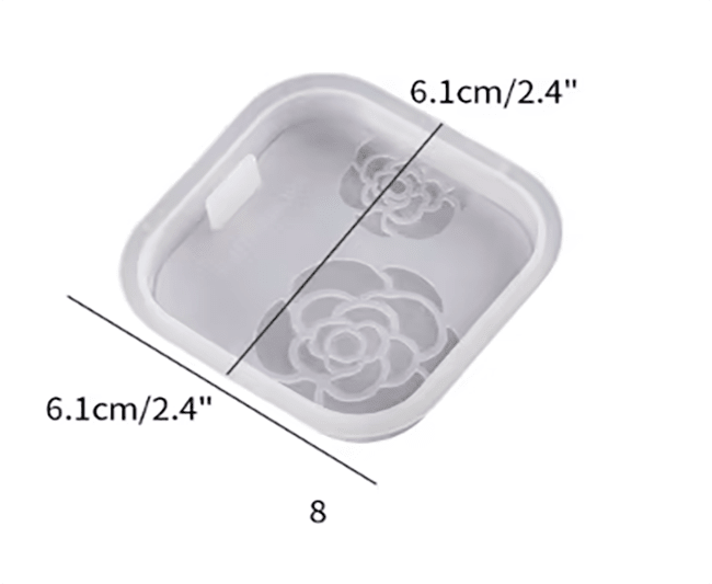 MOLDE DE SILICONA COLGANTE CON  FLORES ROSAS 5.3x5.3CM.2
