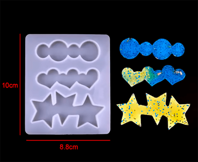 MOLDE DE SILICONA ESTRELLA - CORAZON - PARA HEBILLA DE PELO1