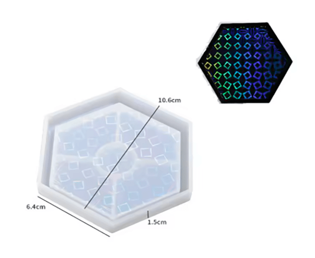 MOLDE DE SILICONA HEXAGONO HOLOGRAFICO.1