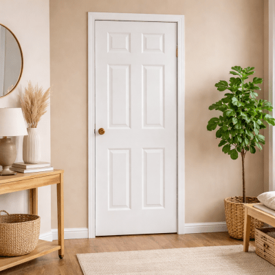 Puerta Acero 80x200x4 cm 6 Paneles Blanco perforada