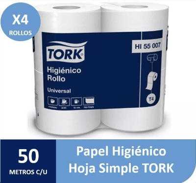 Papel Higiénico Tork X4 Unidades 50 Metros