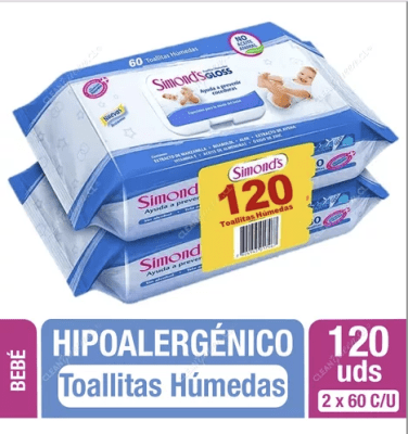 TOALLA HUMEDA SIMOND´S GLOSS 120 UNIDADES
