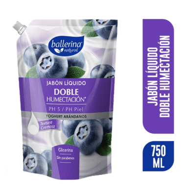 JABÓN BALLERINA DOBLE HUMECTACIÓN YOGHURT ARANDANOS 750ML