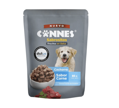 CANNES CACHORRO TROCITOS EN SALSA SABOR CARNE 85GR1