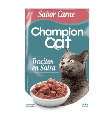 CHAMPION CAT TROCITOS EN SALSA CARNE 100GRS