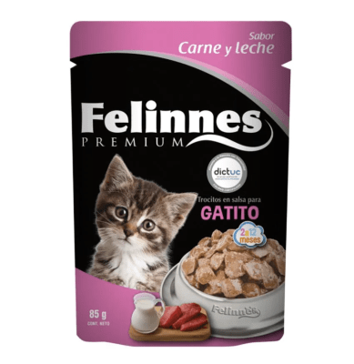 FELINNES CAT GATITOS SABOR CARNE Y LECHE 85GRS1