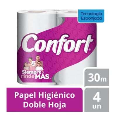 Papel Higiénico Confort X 4 Unidades 30 Metros