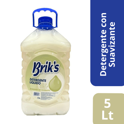 Detergente Liquido Con Suavizante Brik´S Ecologico Sin Colorantes 5 Litros