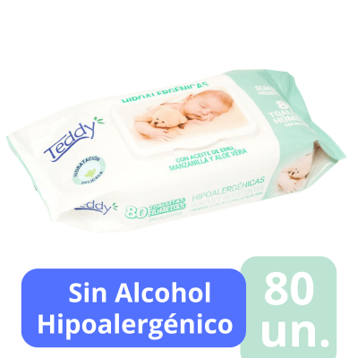 Toalla Humeda Hipoalergenica Teddy 80 Unidades
