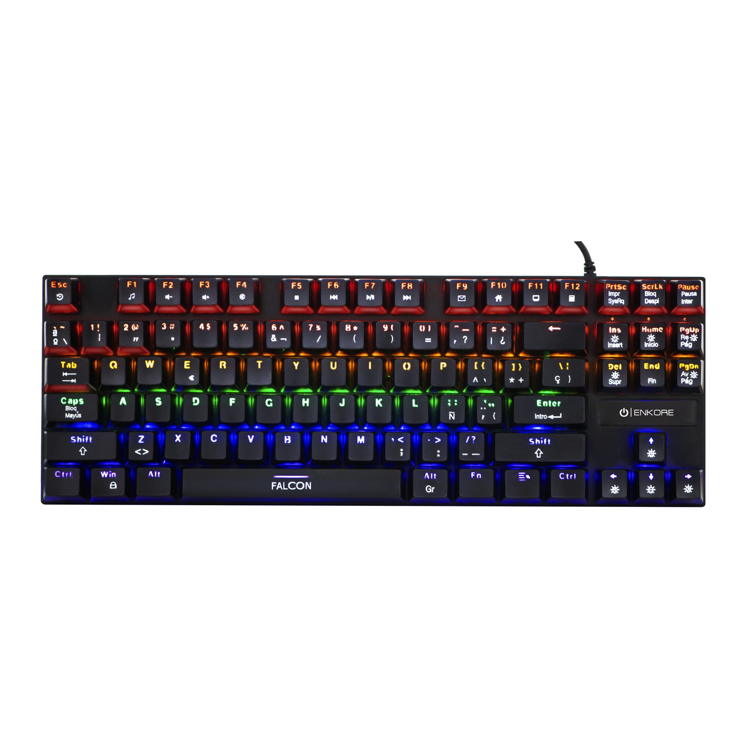 TECLADO MECANICO ENKORE FALCON 87 ENK-1005 RAINBOW (SW-AZUL) NEGRO | Rstore