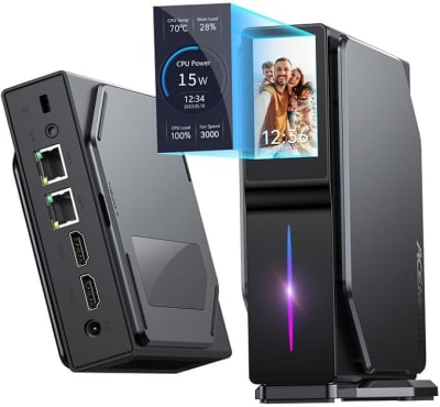 MINI PC ACEMAGIC PROC. CELERON N95 | 16GB RAM | 512GB SSD M.2 | PANTALLA LED | RGB | BLACK | W111