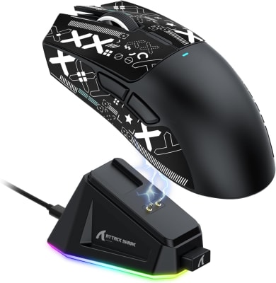 MOUSE GAMER ATTACK SHARK X11-BLACK | 2.4 | BT | WIRED | C/DOCK DE CARGA | 1K | 22.000 DPI1