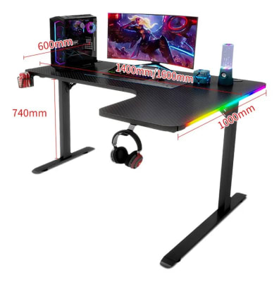 ESCRITORIO GAMER D2200 1600MM L BLACK