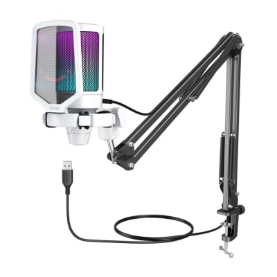 MICROFONO FIFINE A6T CON SOPORTE DE BRAZO BLANCO
