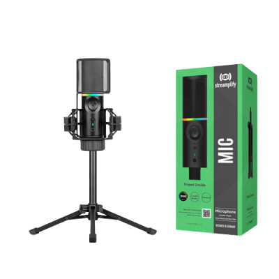MICROFONO STREAMPLIFY MIC-48-RGB-TP-BK CON SOPORTE DE TRIPODE1