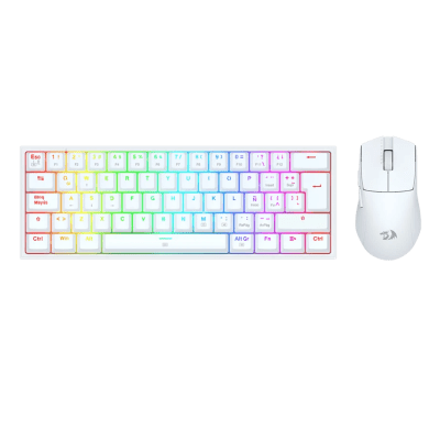 COMBO REDRAGON S143 TECLADO FIZZ SP + MOUSE M724W BLANCO
