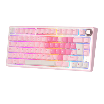 TECLADO MECANICO ROYAL KLUDGE RK-R75 ALAMBRICO RGB SP (SW-CREAMY) PINK MELODY1