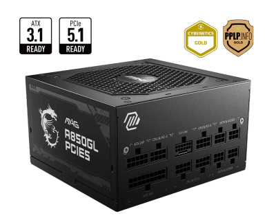 FUENTE MSI MAG A850GL PCIE5 850W 80 PLUS GOLD FULL MODULAR1