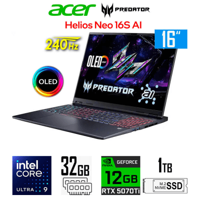 PREVENTA LAPTOP ACER PREDATOR HELIOS NEO 16S ULTRA9 275HX 32GB DDR5 1TBM.2 16