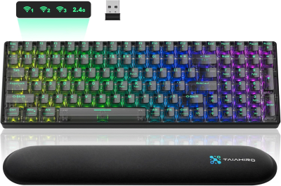 TECLADO MECANICO TAIAHIRO BK6302 BLUETOOTH 2.4GHZ USB-C 96% RGB (SW-SEA SALT) TRANSPARENT