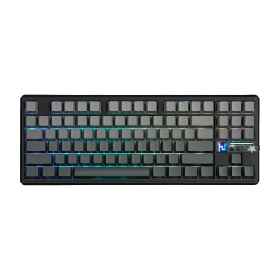 TECLADO MECANICO AULA F87 PRO V2 RGB DONGLE 2.4 BT US (SW-GRAY WOOD)1