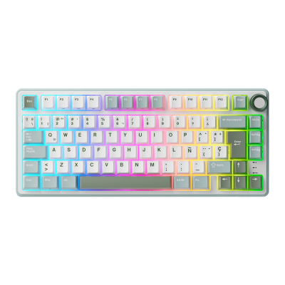 TECLADO MECANICO ROYAL KLUDGE RK-R75 ALAMBRICO (SW-KSILVER)-SKY CYAN