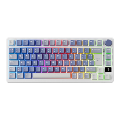 TECLADO MECANICO ROYAL KLUDGE RK-M75 INALAMBRICO 2.4 BT (SW-SILVER)-OCEAN BLUE