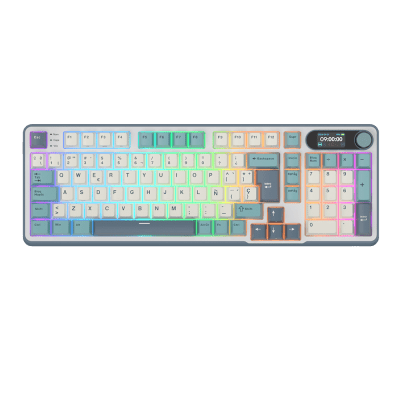 TECLADO MECANICO ROYAL KLUDGE RK-S98 INALAMBRICO 2.4 BT (SW-CHARTREUSE)-LIGHT CLOUD
