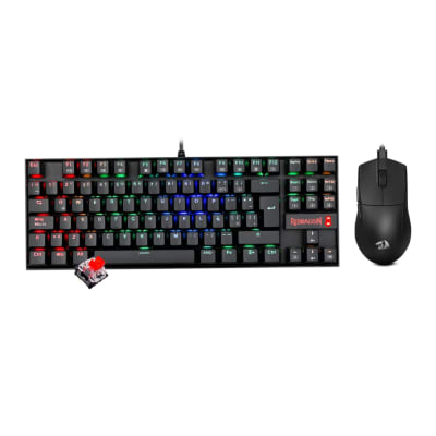COMBO REDRAGON ESSENTIALS 2 EN 1 S145-SP TECLADO KUMARA RGB (SW-RED) + MOUSE K1NG M724 NEGRO1