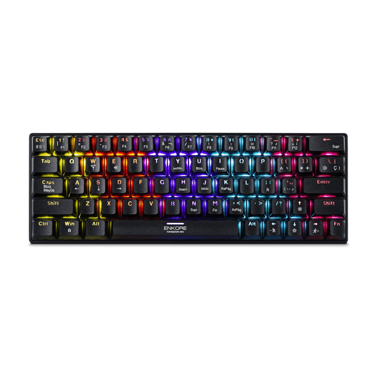 TECLADO MECANICO ENKORE KINGDOM 64 ENK 1008 RAINBOW (SW-AZUL) NEGRO 0