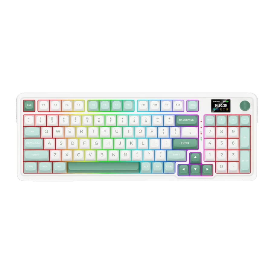 TECLADO REDRAGON GALATIN PRO-RGB INALAMBRICO BT INGLES WHITE/GREEN 0