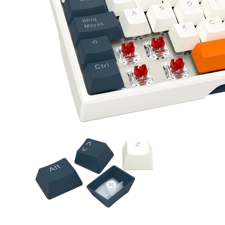 TECLADO MECANICO REDRAGON TRUNDLE K668WBO-RGB SP BLANCO-NEGRO-ROJO2