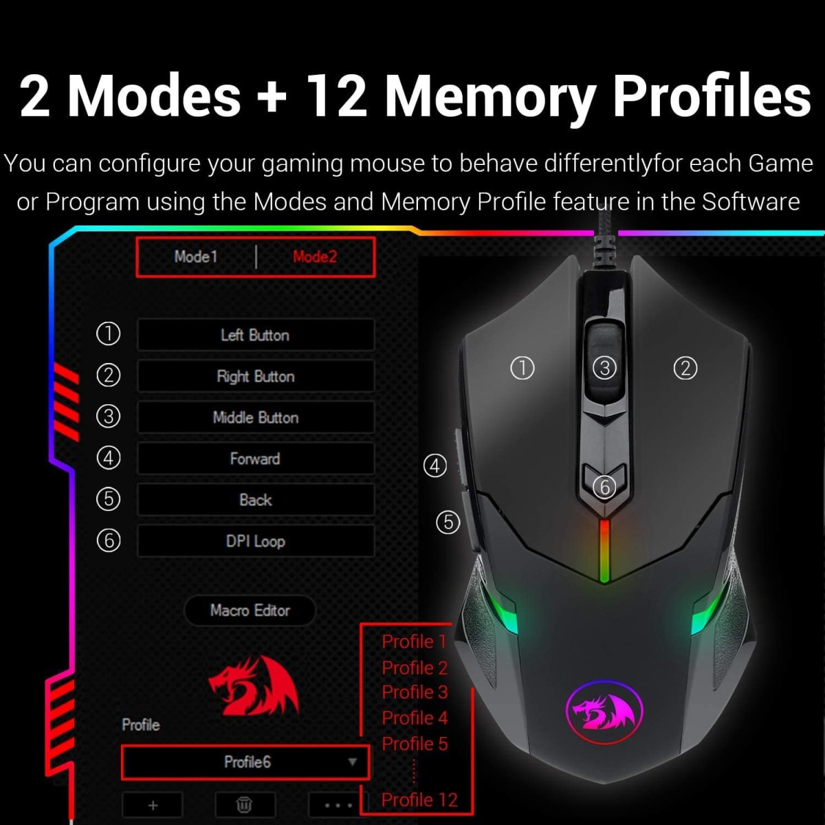 MOUSE REDRAGON CENTROPHORUS M601-RGB 7200DPI NEGRO2