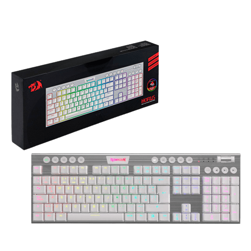 TECLADO MECANICO REDRAGON HORUS FS INALAMBRICO K618W (SW-ROJO) BLANCO 0