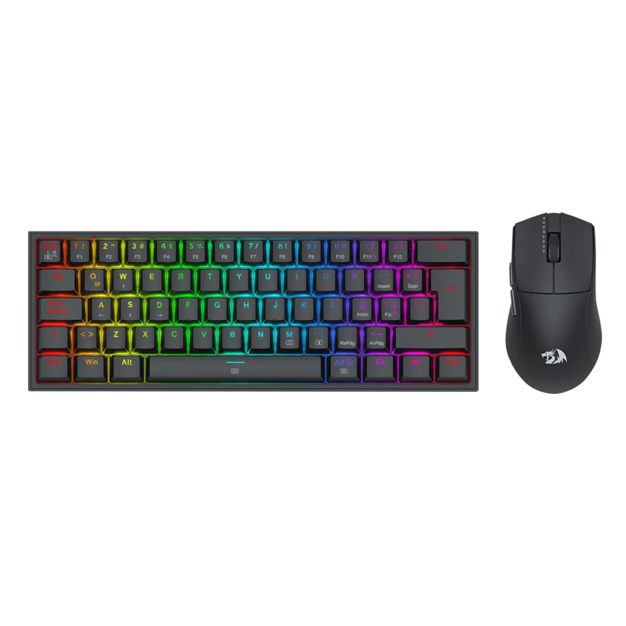 COMBO REDRAGON S143 TECLADO FIZZ SP + MOUSE M724 NEGRO 0