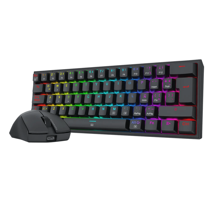 COMBO REDRAGON S143 TECLADO FIZZ SP + MOUSE M724 NEGRO2