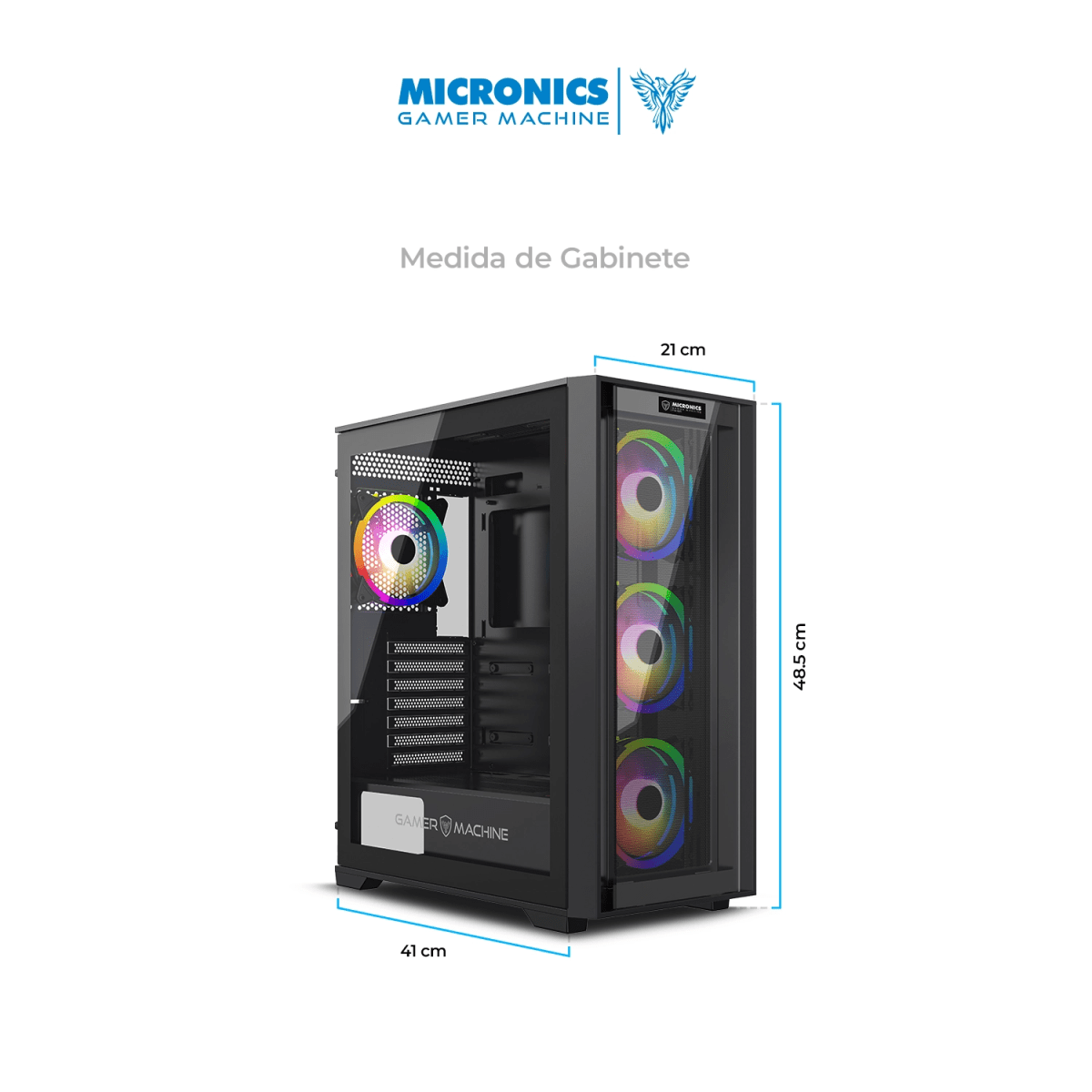 CASE MICRONICS FISHER MIC GC801 USB3.0 4FAN ARGB ATX NEGRO2