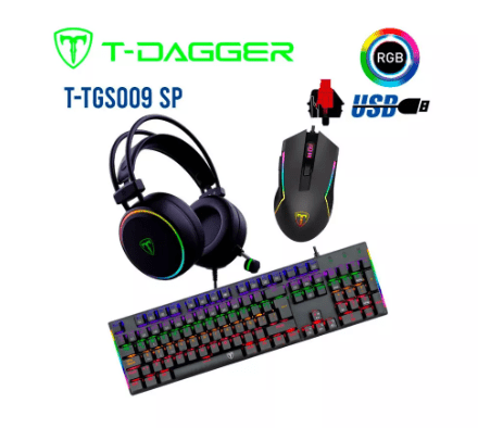 COMBO T-DAGGER 3 EN 1 T-TGS009 AURICULAR + TECLADO (SW-RED)+ MOUSE NEGRO 0
