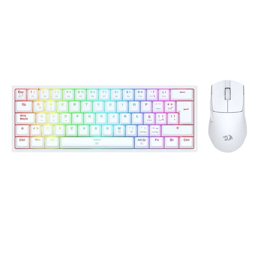 COMBO REDRAGON S143 TECLADO FIZZ SP + MOUSE M724W BLANCO 0