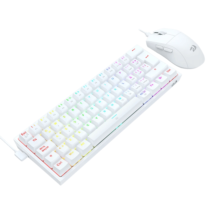 COMBO REDRAGON S143 TECLADO FIZZ SP + MOUSE M724W BLANCO3