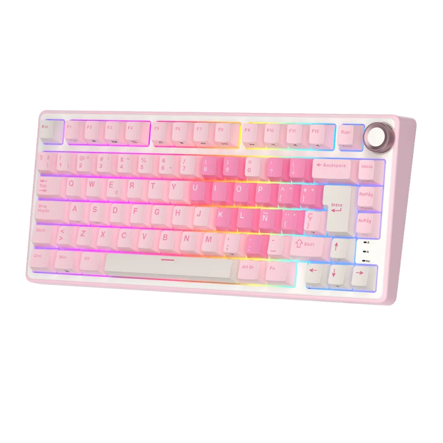 TECLADO MECANICO ROYAL KLUDGE RK-R75 ALAMBRICO RGB SP (SW-CREAMY) PINK MELODY 0