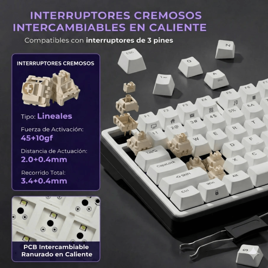 TECLADO MECANICO ROYAL KLUDGE RK-X87 ALAMBRICO RGB 75% SP (SW-CREAMY) BLACK NIGHT3