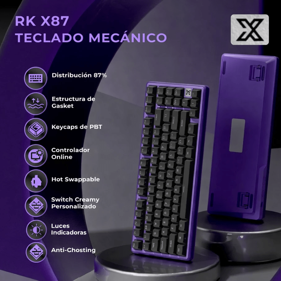 TECLADO MECANICO ROYAL KLUDGE RK-X87 ALAMBRICO RGB 75% SP (SW-CREAMY) BLACK NIGHT7