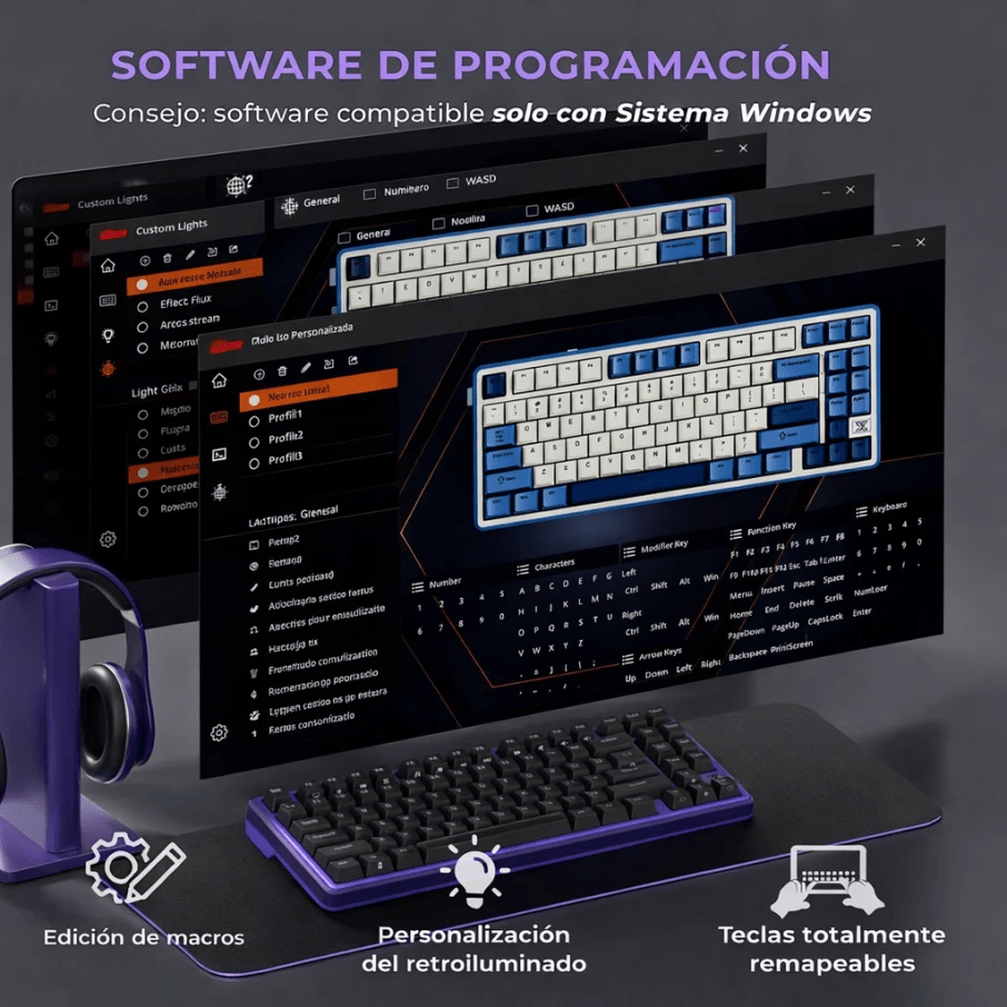 TECLADO MECANICO ROYAL KLUDGE RK-X87 ALAMBRICO RGB 75% SP (SW-CREAMY) BLACK NIGHT10