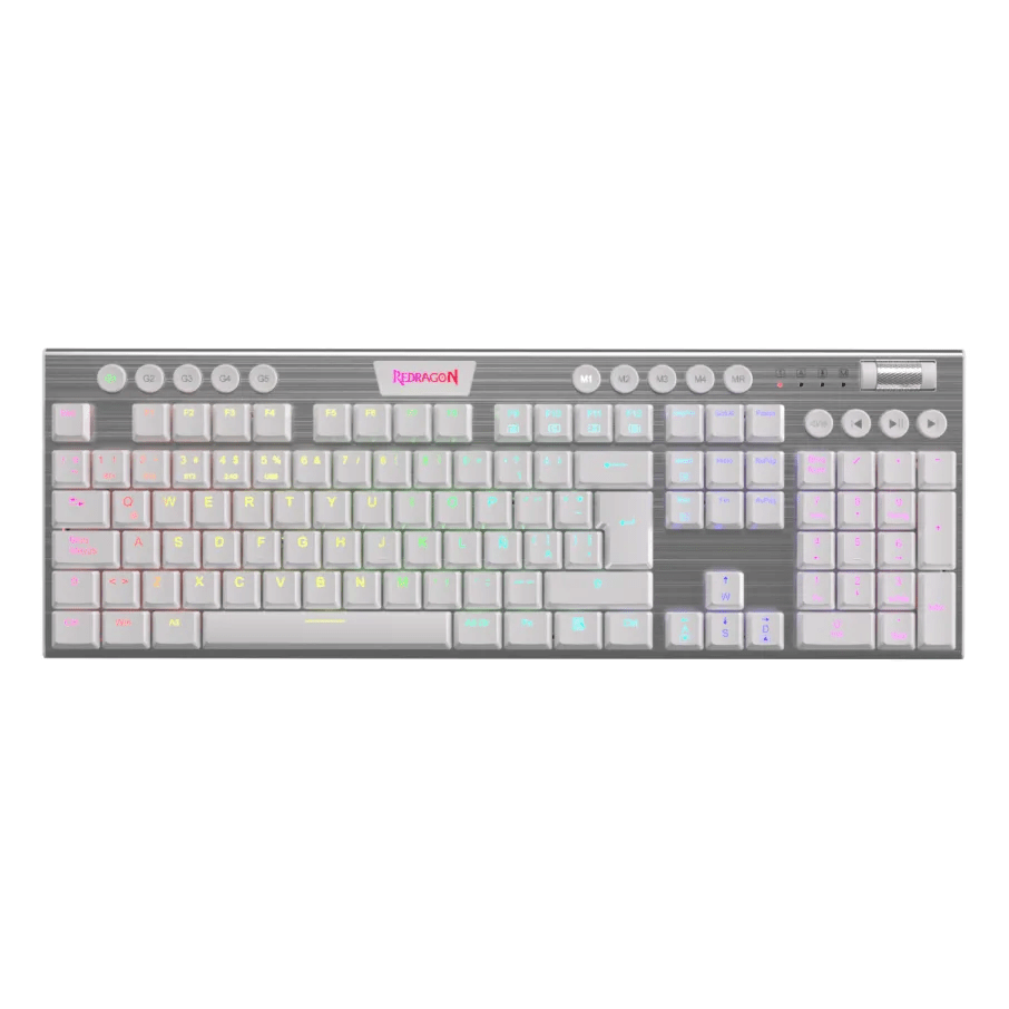 TECLADO MECANICO REDRAGON HORUS FS INALAMBRICO K618W (SW-ROJO) BLANCO2