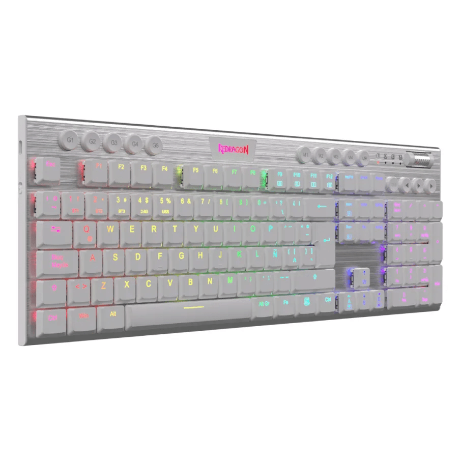 TECLADO MECANICO REDRAGON HORUS FS INALAMBRICO K618W (SW-ROJO) BLANCO5