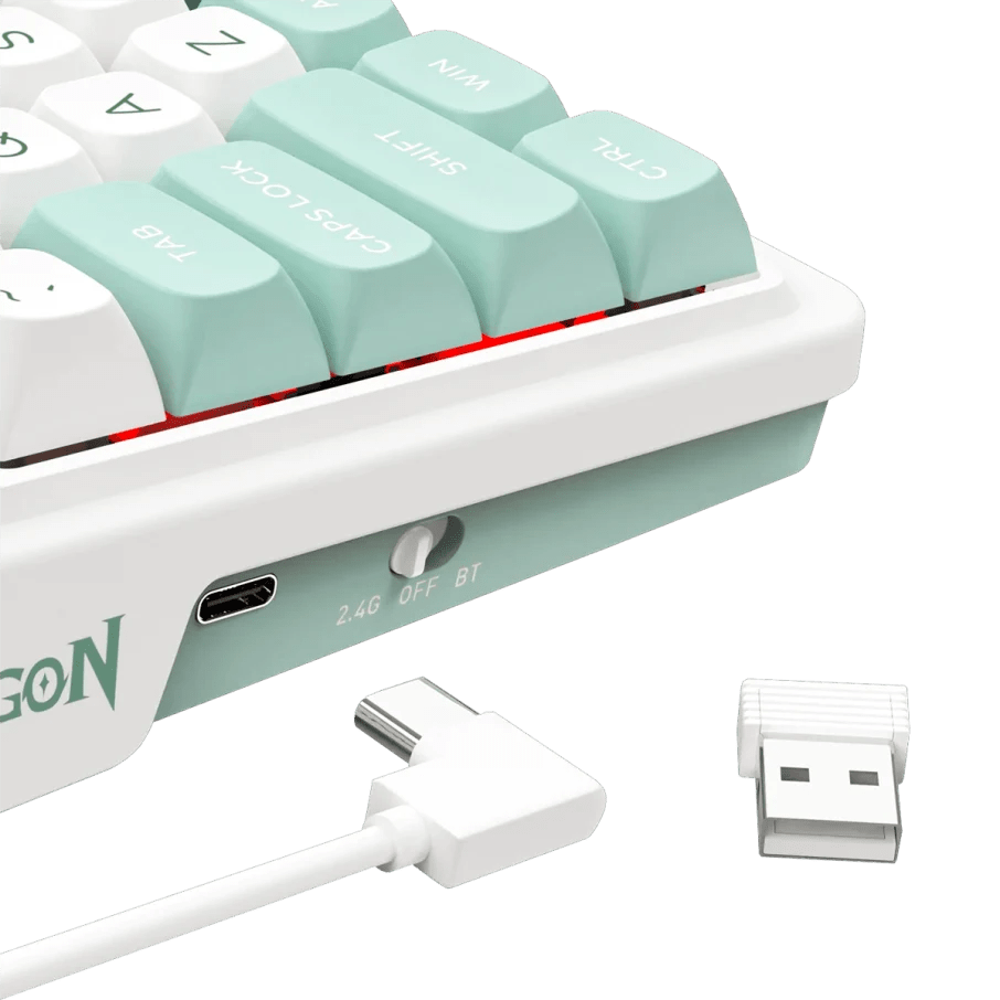 TECLADO REDRAGON GALATIN PRO-RGB INALAMBRICO BT INGLES WHITE/GREEN4