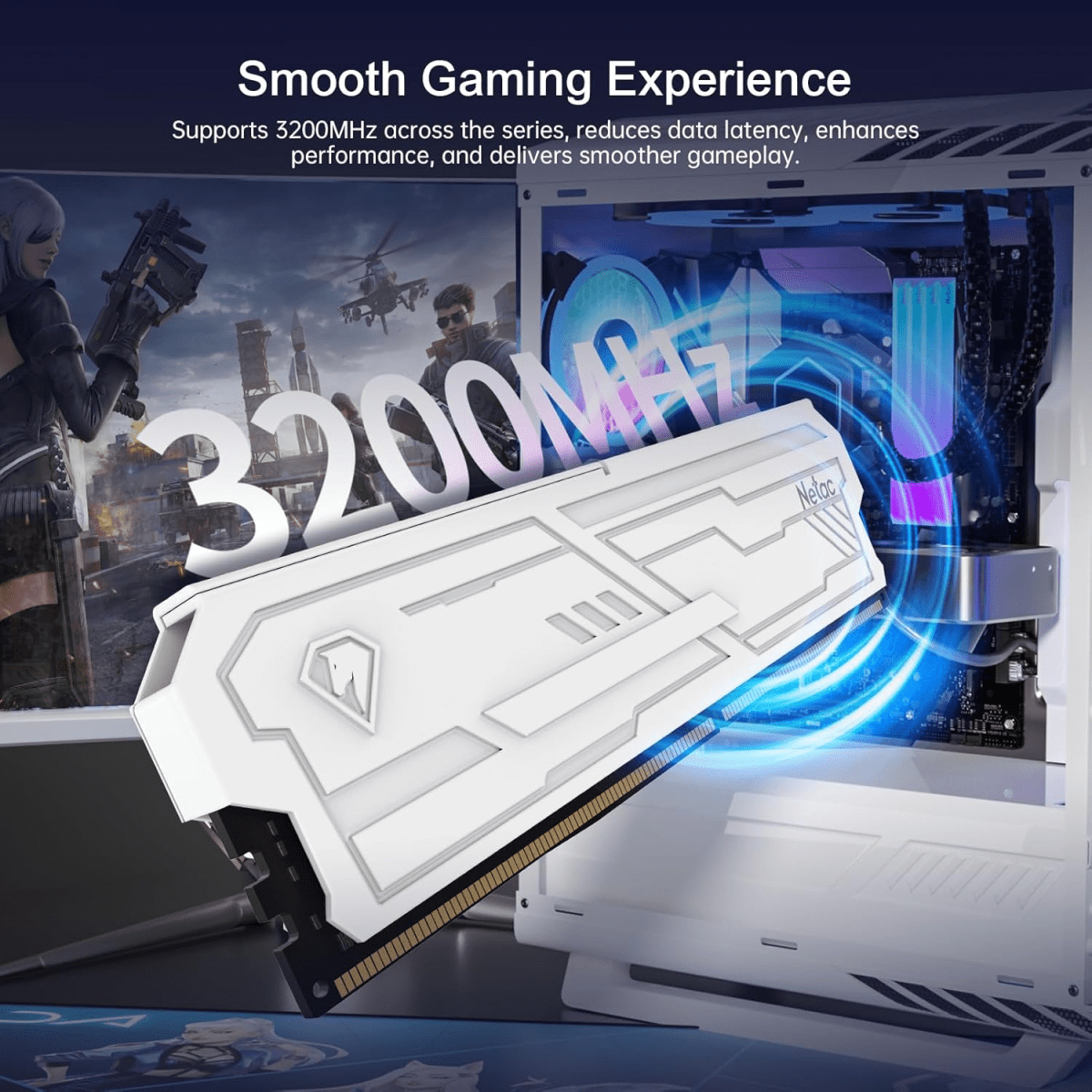 MEMORIA RAM NETAC SHADOW5 32GB (16x2) 3200MHZ DDR4 WHITE2